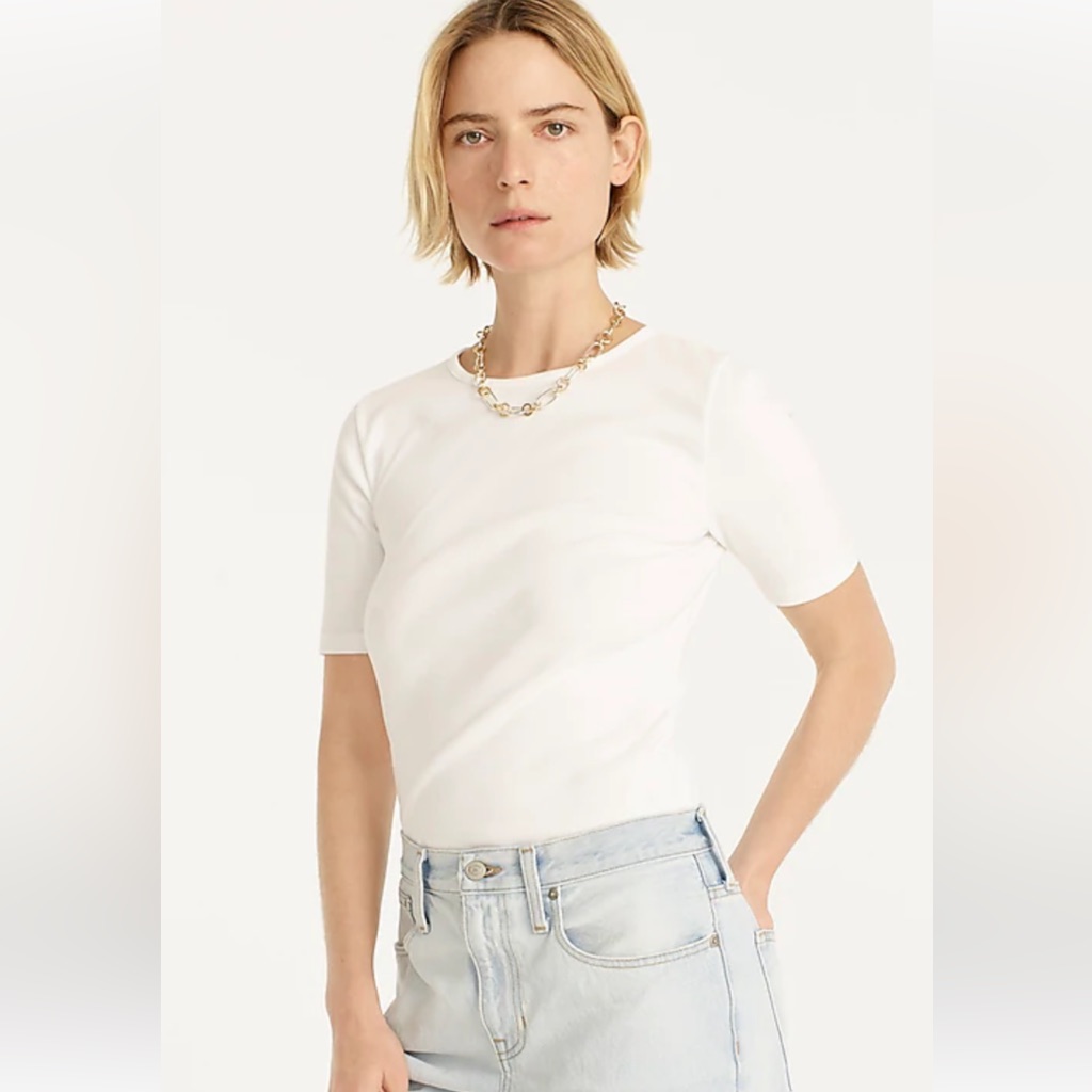 J. Crew Slim Fit White Short Sleeve Tee Shirt Size Xs